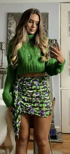 ZARA GREEN RIPPED KNIT SWEATER WITH 