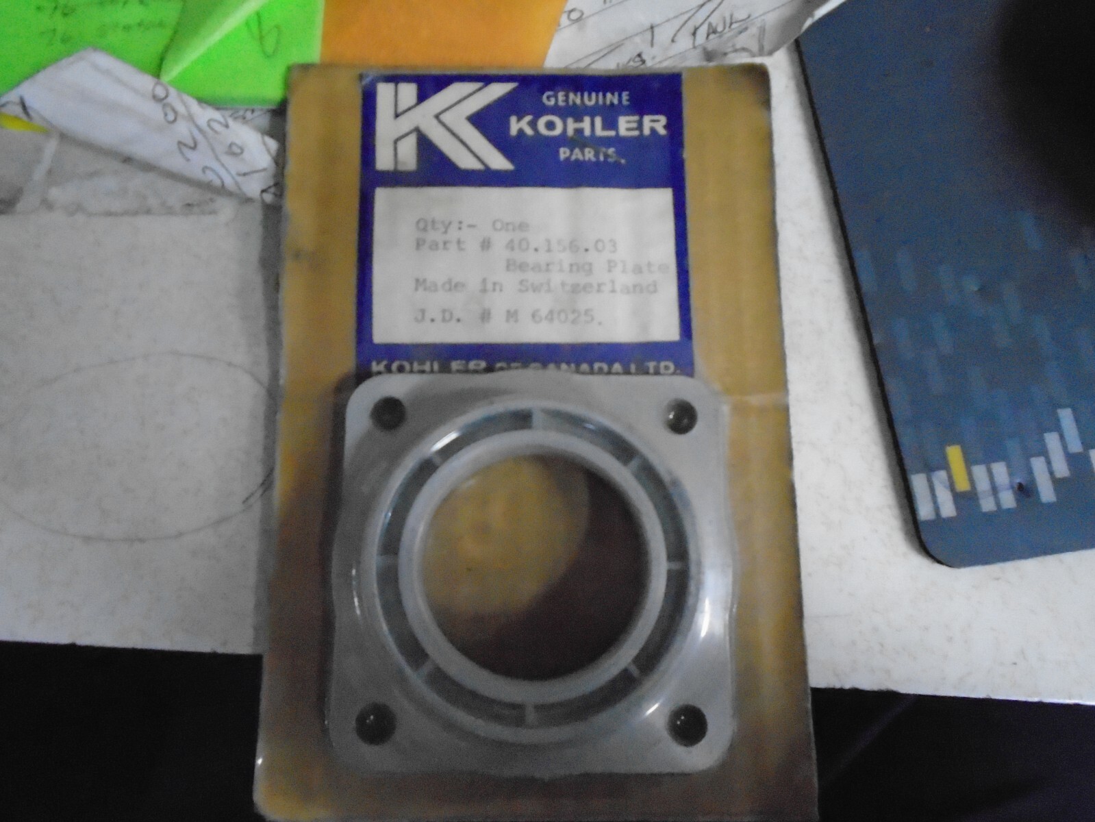 Kohler Snowmobile Main Bearing Plate Part 40 156 03, 64025 JOHN DEERE