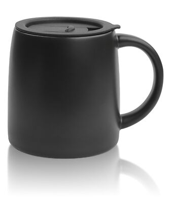 1 Pack 14oz Ceramic Coffee Mugs with Spill Proof Sliding Lid Black | eBay
