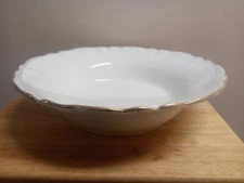 Certified International White Ceramic Centerpiece Bowl Gold Trim 16" Italian