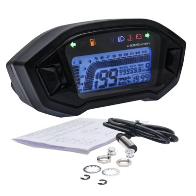 Digital Motorrad Tachometer Tachometer Gauge 13000rpm + Sensor für 2-4 Zylinder