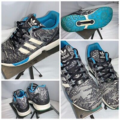 Adidas ZX Flux Sz 6.5 Men Gray Camo Blue Running Shoes EUC Adidas ZX Flux Sz 6.5 Men Gray Camo Blue Running Shoes EUC