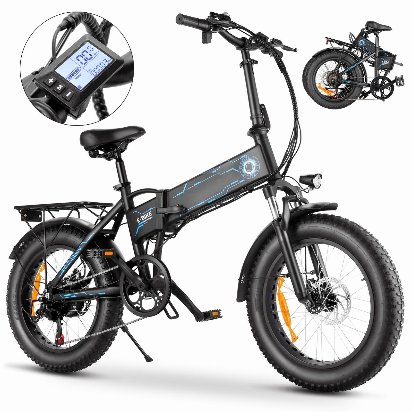 Ebike 20" 500W 48V Electric Folding Bike Bicycle Fat Tire Beach/City Commuter US