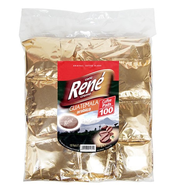 Philips Senseo 100 x Café Rene Crema Guatemala Arábica Café Almohadillas Selladas Bolsas