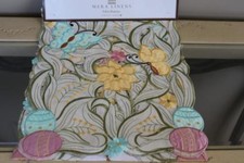 MERA LINENS SPRING EASTER EGGS FLORAL BUTTERFLIES CUTOUT TABLE RUNNER 13x72 NEW