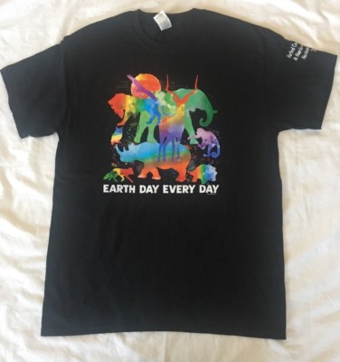 Earth Day Every Day 2018 Festival Black Rainbow Animals T-Shirt 
