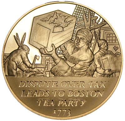 American Revolution 1773~Boston Tea Party~342 Chests of Tea~Bronze Proof~#M123