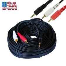 16FT/5M 3.5mm 1/8" Mini Plug Male to 2 RCA Male Stereo Audio Cable