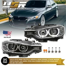 U Ring LED Angel Eyes Halo Projector Headlight with Bulbs For 12-15 BMW F30/F31