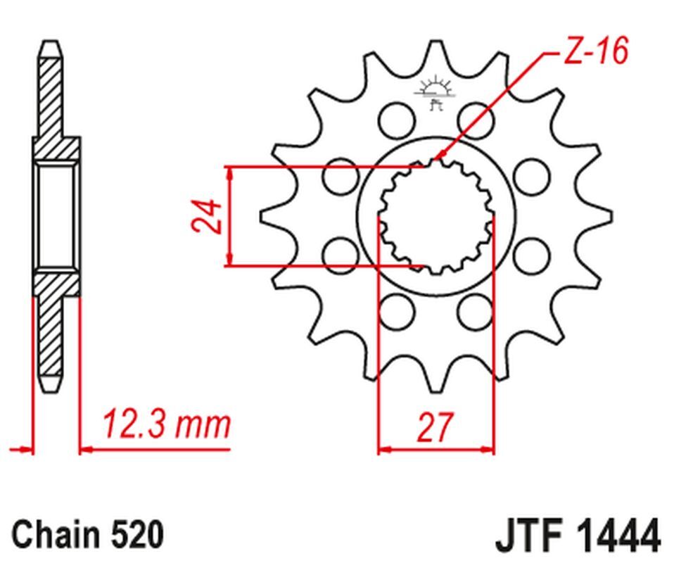 Pignon avant JT 2310 16 dents pas 520 pour moto sportive Suzuki GSXR 1000 2017-2020