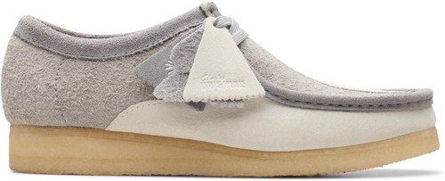 CLARKS ORIGINALS MEN'S WALLABEE Shoes Grey / Off White New - Picture 7 of 9