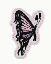 PINK/BLACK BUTTERFLY - GROOVY - PEACE - Embroidered Iron-On/Sew-On Patch