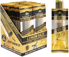 King Palm Flavors Mini Size Cones, 20 Pack Terpene Infused Lemon Leaf Rolls