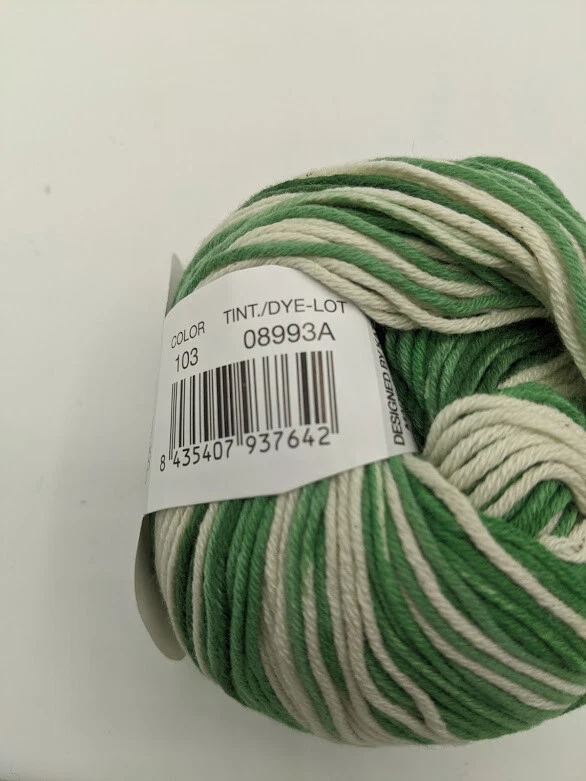 Lot Katia Bora Bora #103 Green White Light Worsted Aran Yarn Cotton 50gr 126yd - Image 3 of 4