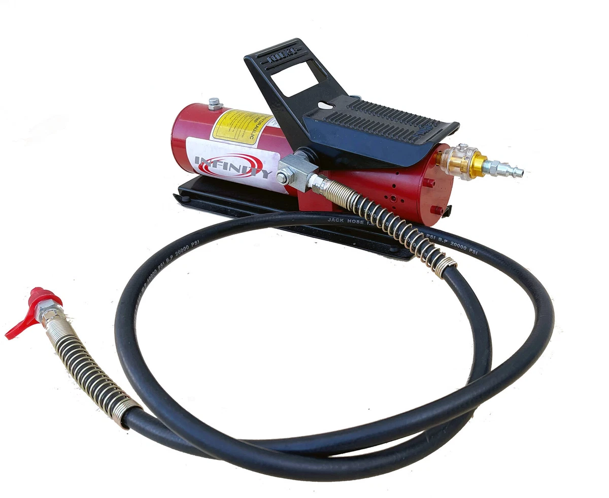 VEVOR Bomba Hidráulica De Pie 10000psi, Bomba Neumática Hidráulica Con Manguera 200mm Y Pistola Rociadora Capacidad 2.3l Aire Control Pedal Simple Para Maquinari