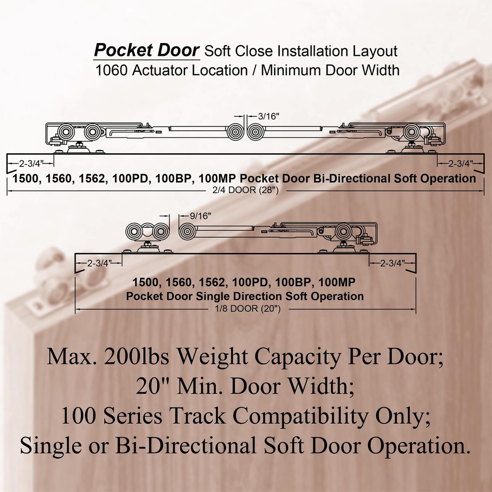 2 Set Pocket Door Soft Close Top Hanger Assemblies Fit Johnson P/N