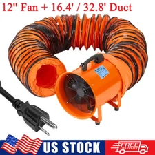 12" Utility Blower Exhaust 580W 3500CFM Workshop Cylinder Extractor Fan w/ Duct