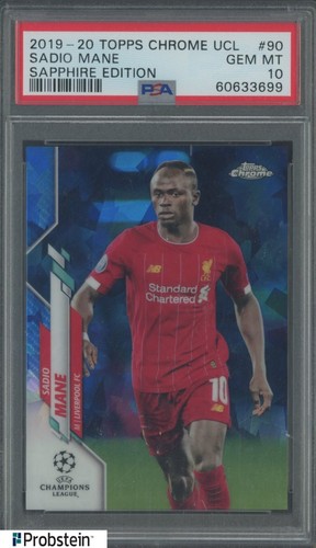 2019-20 Topps Chrome UCL Soccer Sapphire Edition #90 Sadio Mane PSA 10 GEM MINT