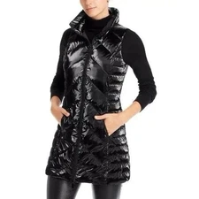 180$Anorak Down Chevron Quilted Vest In Black Size S