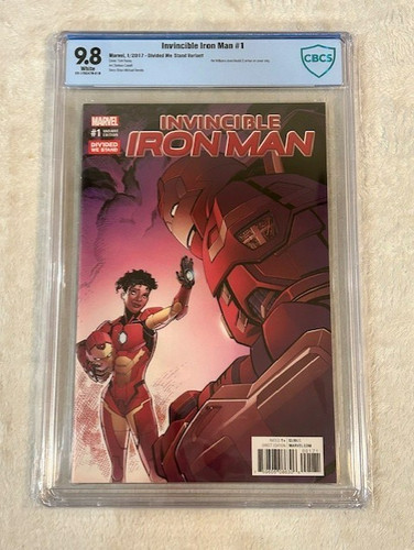 INVINCIBLE IRON MAN 1 CBCS 9.8 WHITE PAGES!!! TOM RANEY DIVIDED WE STAND VARIANT