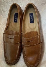CHAPS RALPH LAUREN Mens Penny Loafers Camel Brown Leather Size 10