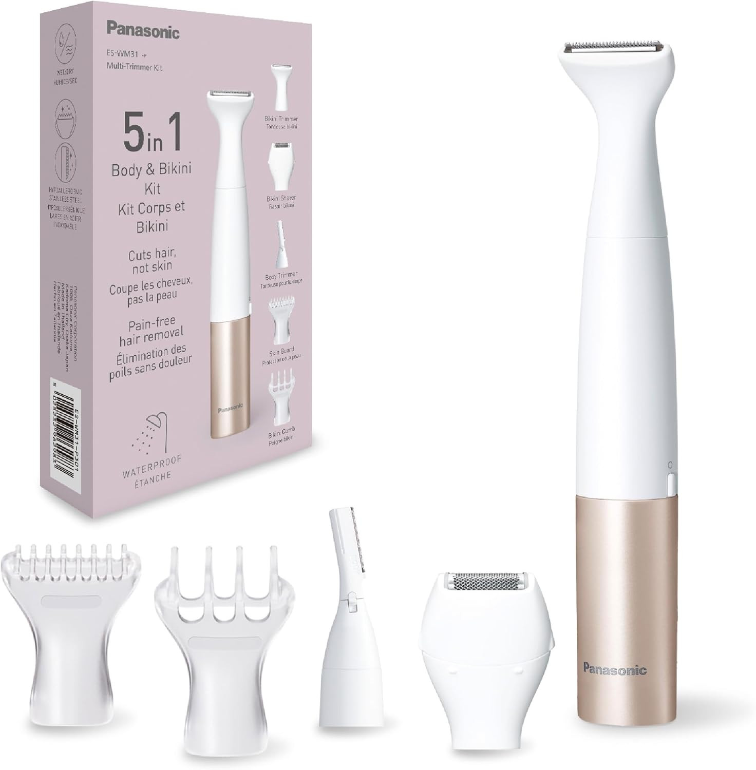 Rasoio Donna Panasonic ES-WM31 5-in-1 | Bikini Trimmer Impermeabile Oro
