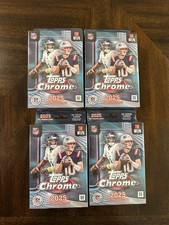 (LOT OF 4) 2025 Topps NFL Chrome Football Hanger Box Trading Cards NEW SEALED!