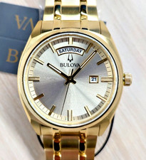 New Bulova Gold Surveyor Classic Stainless Steel Men's Quartz Watch - 97C115