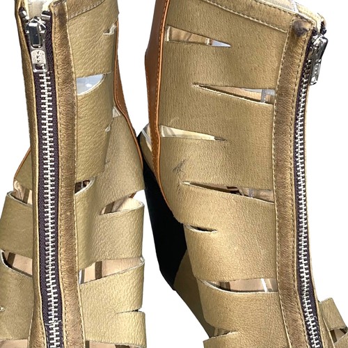 Farylrobin X Anthropologie Damski Brązowy Skórzany Zamek błyskawiczny Klin Rozmiar US 7 - Zdjęcie 12 z 12