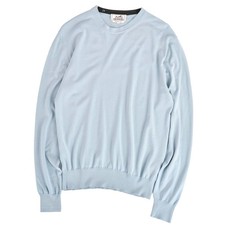 Hermes Knit 22AW Sweater Long Sleeve Wool Top Men S Blue Used MOLO-0