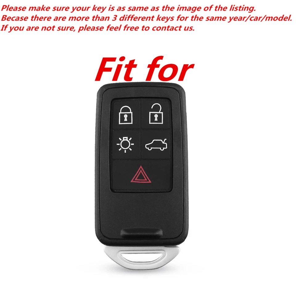 5 Botones Cuero Negro para Volvo S60 S80 V60 V70 XC60 XC70 Llavero Estuche Llavero Cubierta Foto 2 de 4