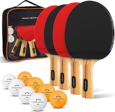 Tischtennisschläger 4er Set Paddel mit 8 Bällen & Aufbewahrungskoffer -