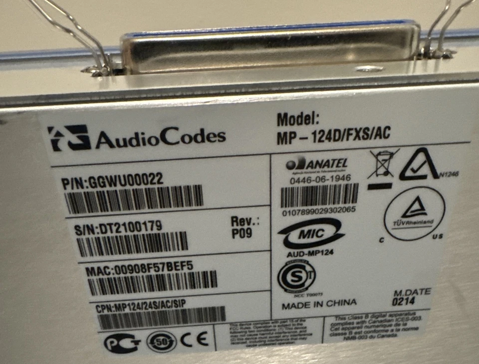 PACK MULTIMEDIA AUDIOCODES MP-124 VOIP GATEWAY MP124D/FXS/AC Foto 4 de 4