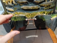 Chrome Hearts Green Lens Gold Frame Double Bridge Sunglasses 57-18-153