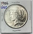 1924-P $1 Peace Dollar 90% Silver Philadelphia US Coin - LUSTER! — photo 1