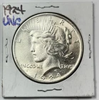 1924-P $1 Peace Dollar 90% Silver Philadelphia US Coin - LUSTER!