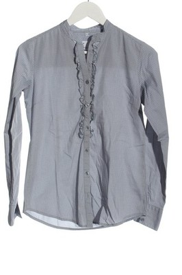 MARIE LUND Langarmhemd Damen Hemd Gr. DE 34 grau-weiß Elegant