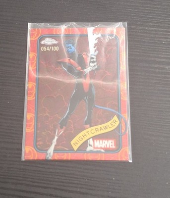 2025 Topps Chrome Marvel Nightcrawler Iron Man Red & Gold Lazer Refractor #/100