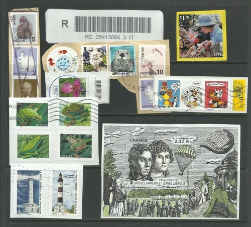? Worldwide Used Stamps Lot Japan France USA UK Belgium Cartoon Wildlife