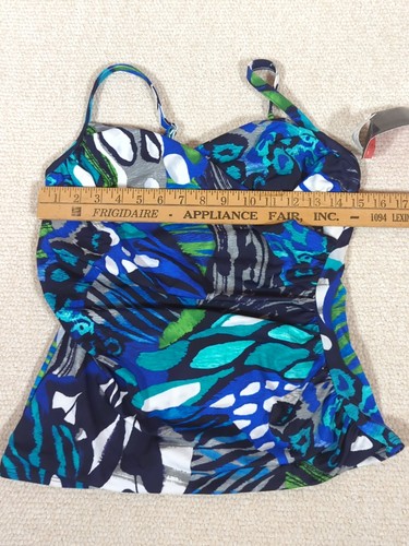 MAGICSUIT BY Miraclesuit Arianna Tankini Crisscross Ruched Swim Top Sz 14 - Picture 11 of 12