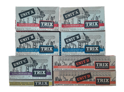 KONVOLUT 8x VINTAGE TRIX BAUSÄTZE MIT TEILINHALT TTR TRIX DOPPELBAHN