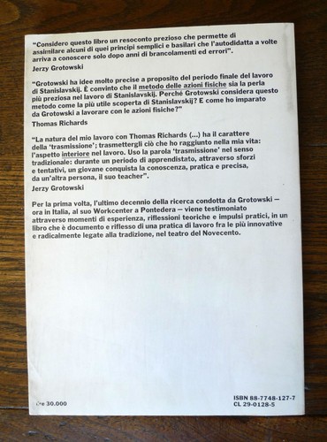 Thomas Richards,AL LAVORO CON GROTOWSKI SULLE AZIONI FISICHE,'93 Ubulibri[TEATRO - Picture 2 of 4