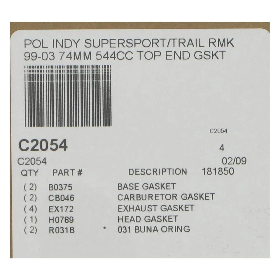 Cometic C2054 Top End Gasket Kit 99-06 Polaris 550 FAN INDY/Trail/SuperSport/RMK - Image 2 of 3
