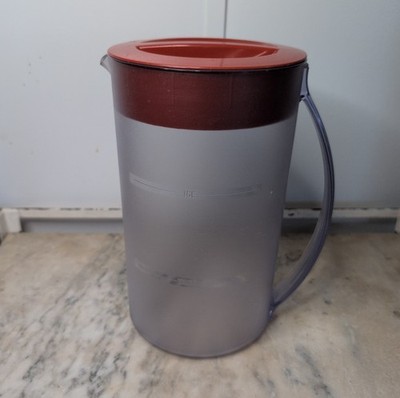 Mr Coffee Iced Tea Maker  TM1 Replacement 2 Quart Pitcher Red Lid Frosted