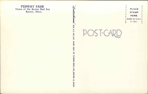 BOSTON MASSACHUSETTS MA Fenway Park RED SOX BASEBALL Postcard - Bild 2 von 2