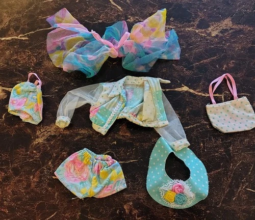 Vintage 1991 Teen Talk Barbie Ty-dye Floral Outfit Lot