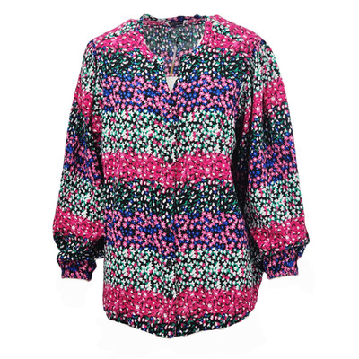 Marks & Spencer Damen Baumwollmischung S Bedruckt Viskose V-Ausschnitt Relaxed Fit Top