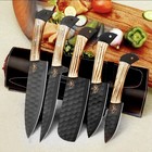 Matte Black Knife Set | 5 Pieces Black Knife Set | Wooden Knife Sets — photo 6