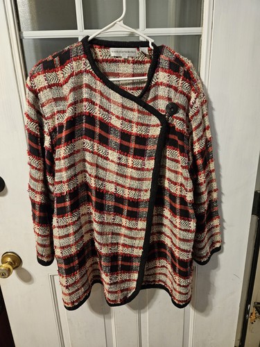 Tony Lambert Collections Size Small Plaid Grandma Core Retro Holiday Cardigan...