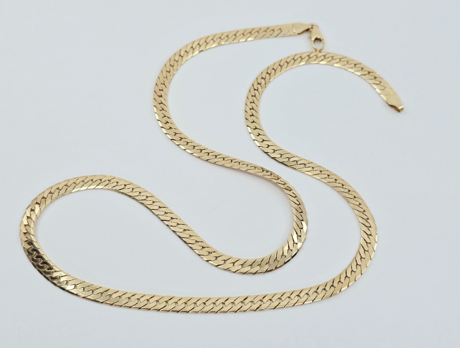 Unique 14K Solid Yellow Gold Herringbone Flat Lin… - image 4